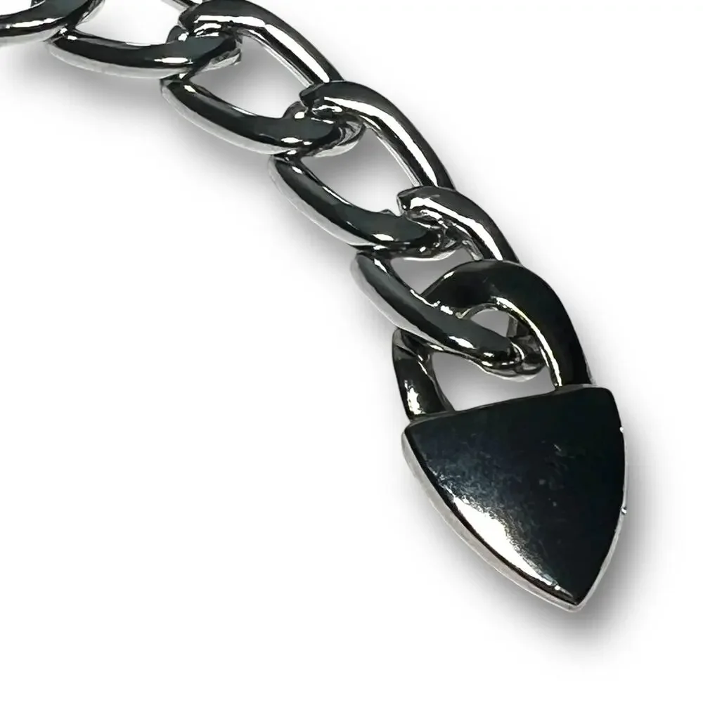 Chunky Silver Tone Chainlink Western Style Adjustable Skinny Belt Party Rock